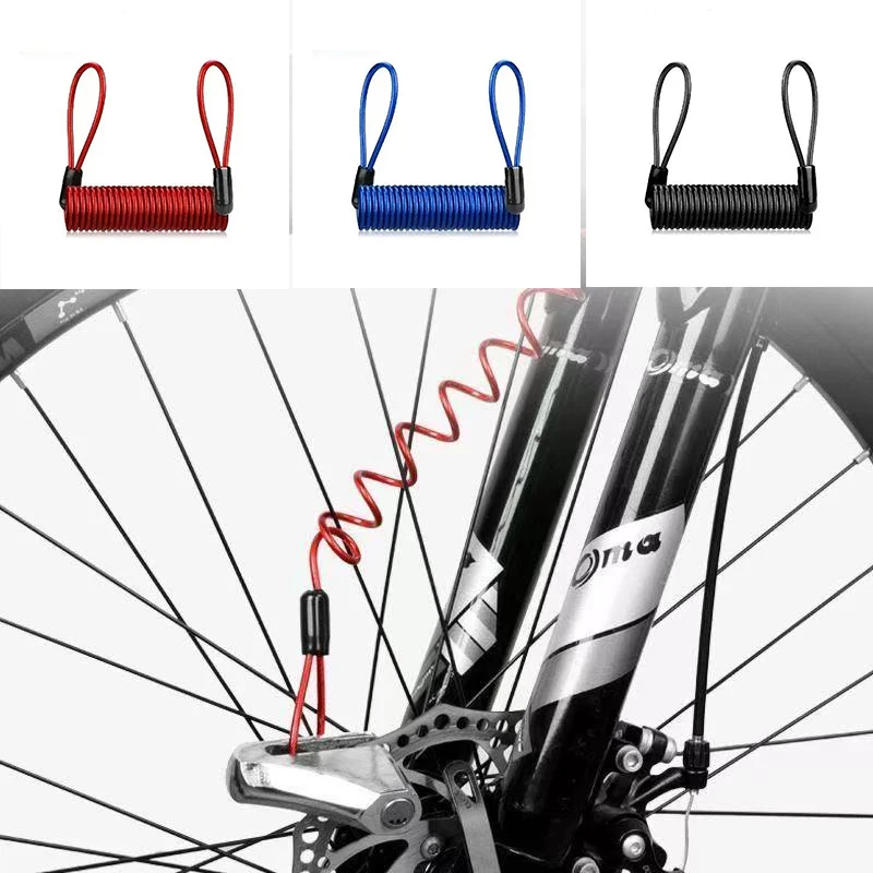 

1pcs Helmet Motorcycle Disc Brake Lock Anti-theft Spring Reminder Rope 120cm 2 Looped-ends Spring Cord For External Engine Motor