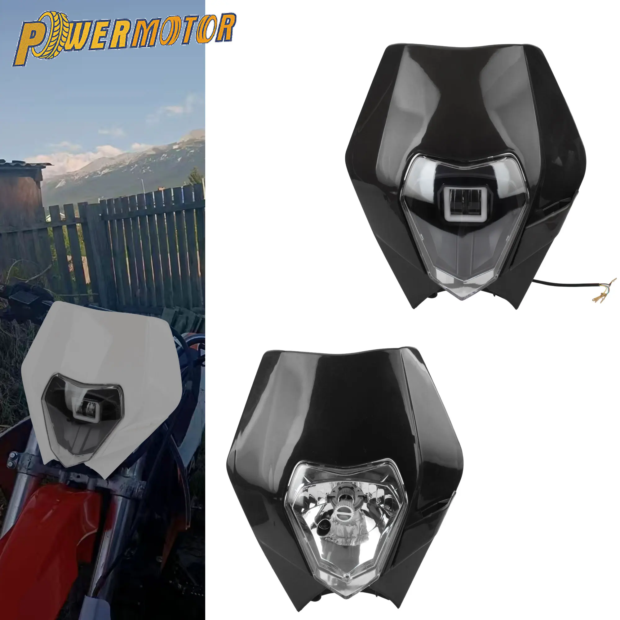 

For KTM Motorcycle LED Headlight Mask EXC SX XC XCW 125 to 530 Motocross Enduro DirtBike Supermoto Headlamp Fairing Modified