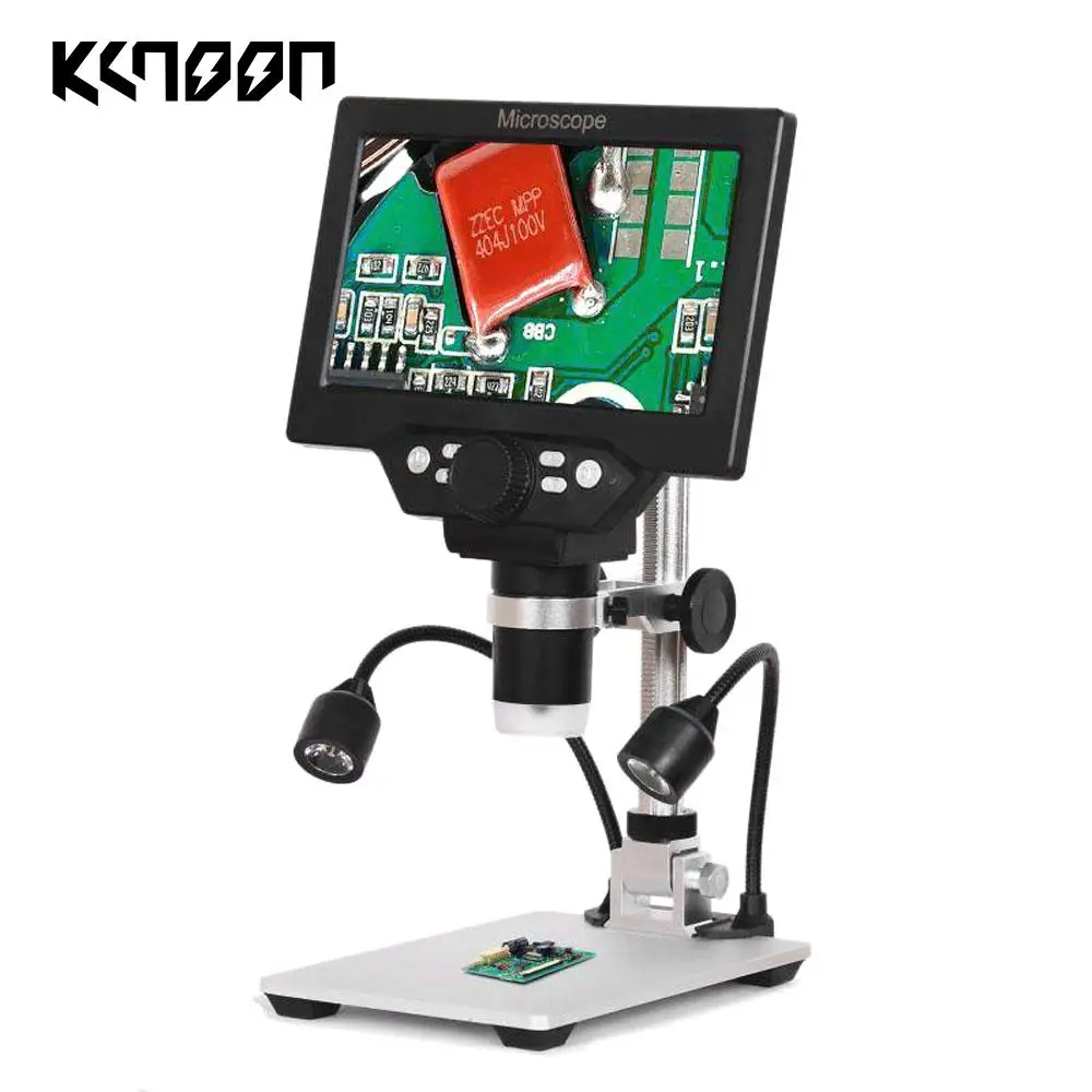 KKNOON G1200 Digital Microscope 7 Inch Large Color Screen Large Base LCD Display 12MP 1-1200X Continuous Amplification Magnifier