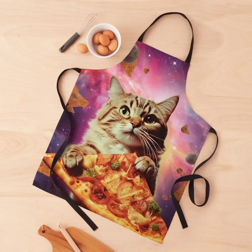 

Meme Cat Galaxy Pizza Junk Food Apron Art Kitchen And Household Goods for women with pocket Men kitchen Apron