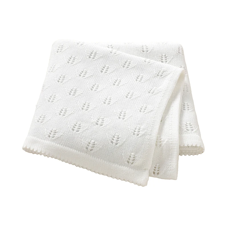 Детские одеяла вязаные 90*70 см для новорожденных мальчиков и девочек, пеленка для коляски, спальные вещи, однотонные хлопковые детские одеяла, коврик