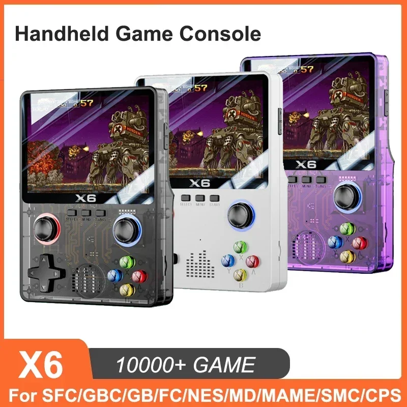 X6 Handheld Game Console 3.5 inch IPS Screen Dual 3D Joystick 11 Simulators GBA Video Game Players 10000+ Games for Kids Gifts