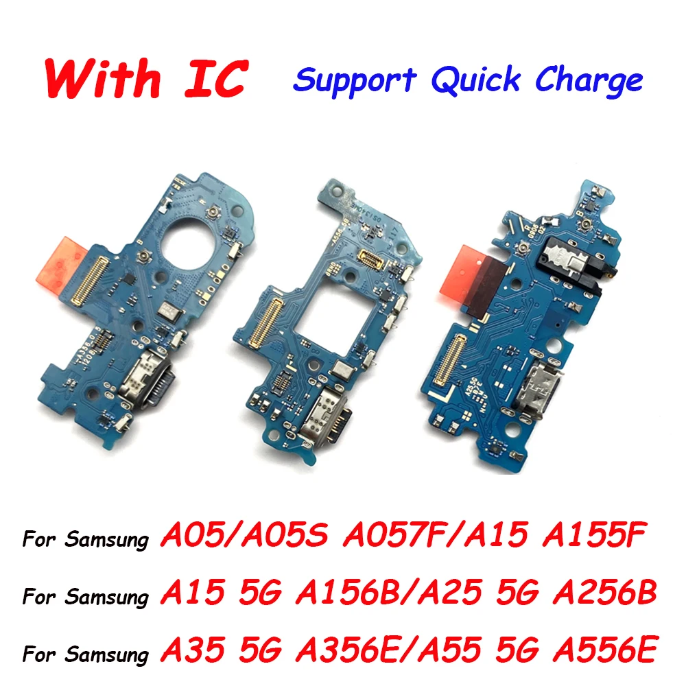 Dock Connector Micro USB Charger Charging Port Flex Cable Board With Microphone For Samsung A15 5G A156B A25 A35 A55 5G A05s A05