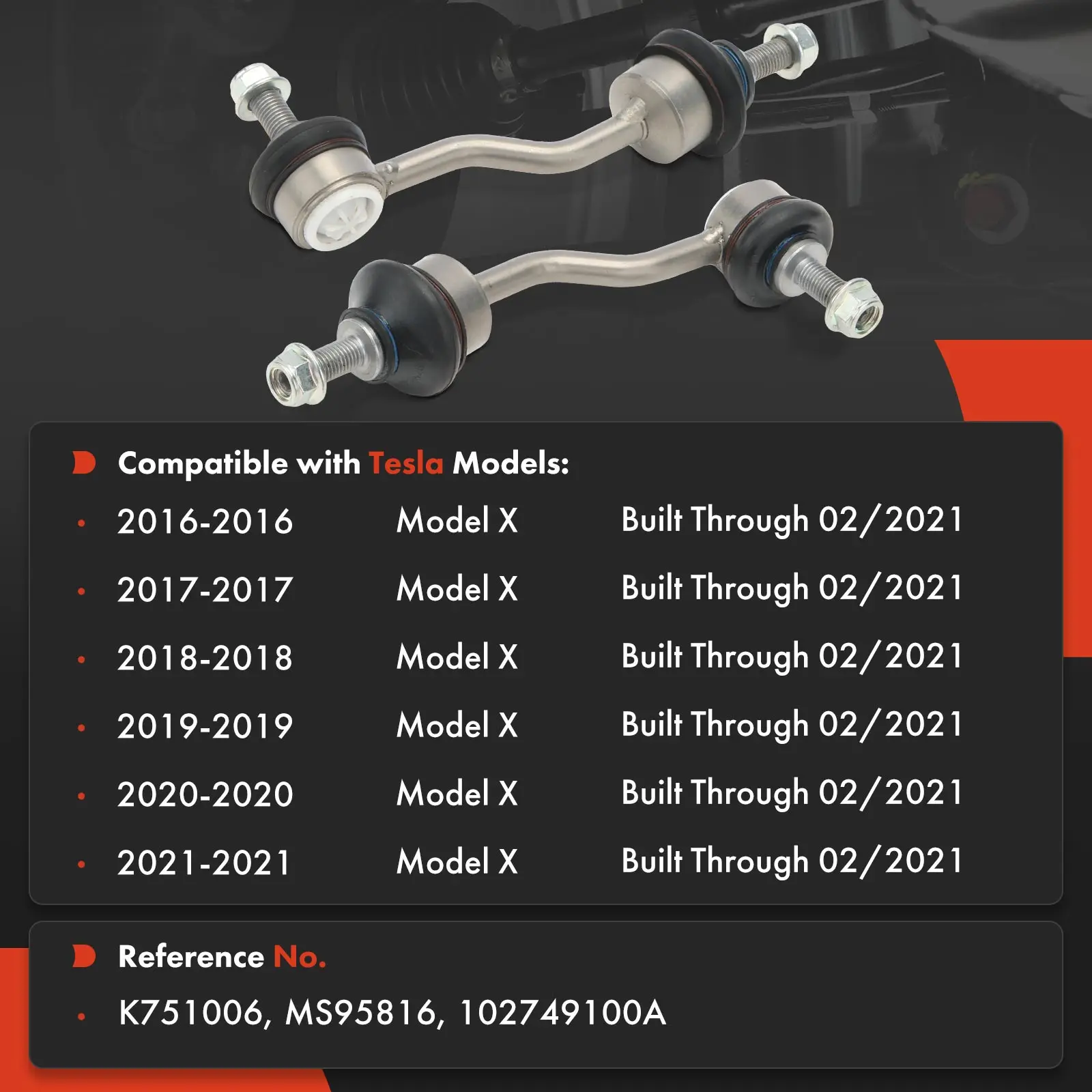 A-Premium 2x Rear Side Sway Bar Link Kit for Tesla Model X 2016 2017 2018 2019 2020 2021 Sport Utility 4-Door
