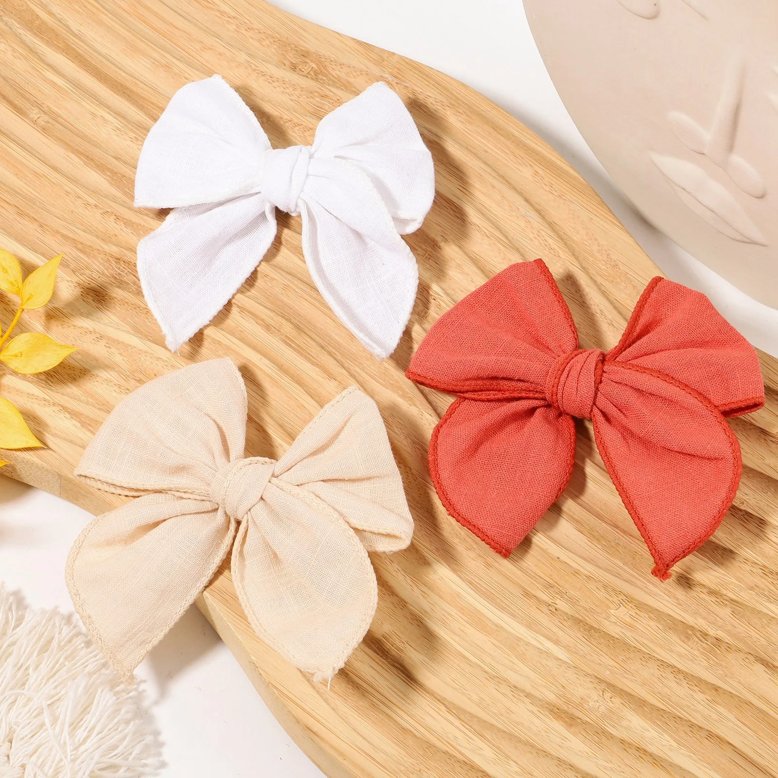 2pcs/Set Sweet Cotton Solid Handmade Bows HairClips Girls Bowknot Hairpin Barrette Headwear Kid Baby Hair Accessories Wholesale