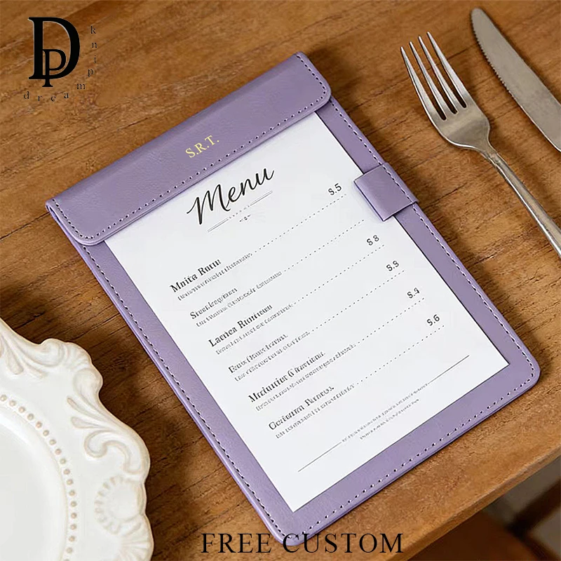 A5 A4 Custom Logo Clipboard Business Luxury PU Leather Hotel Restaurant Cafe Menu Folder Personalized Document Writting Board