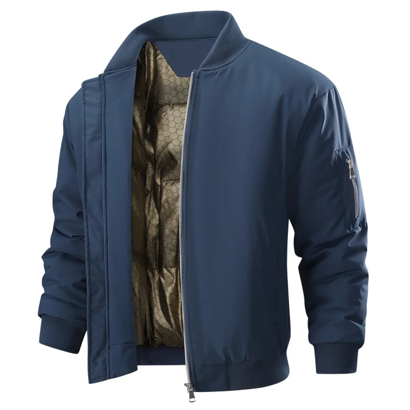 جديد الرجال الشتاء Bomber سترة فضفاضة مبطنة بالقطن سترات رشاقته الدافئة البيسبول طوق معطف الرجال ملابس خارجية عصرية غير رسمية جاكيتات