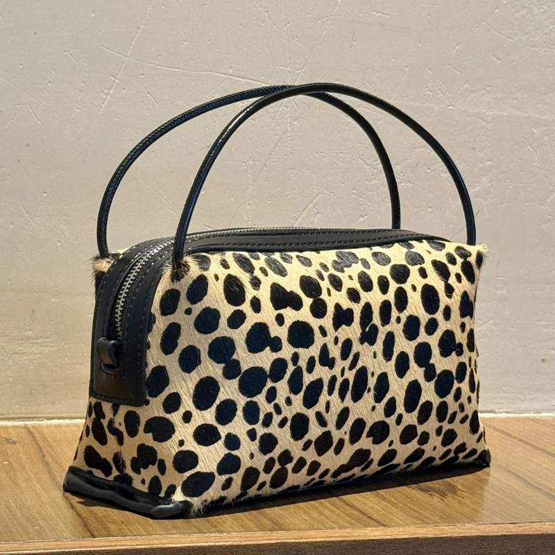 Leather Leopard Print Pillow Bags For Women Luxury Designer Handbag Purses 2026 New In Natural Cowhide Top Handle Small Shoulder