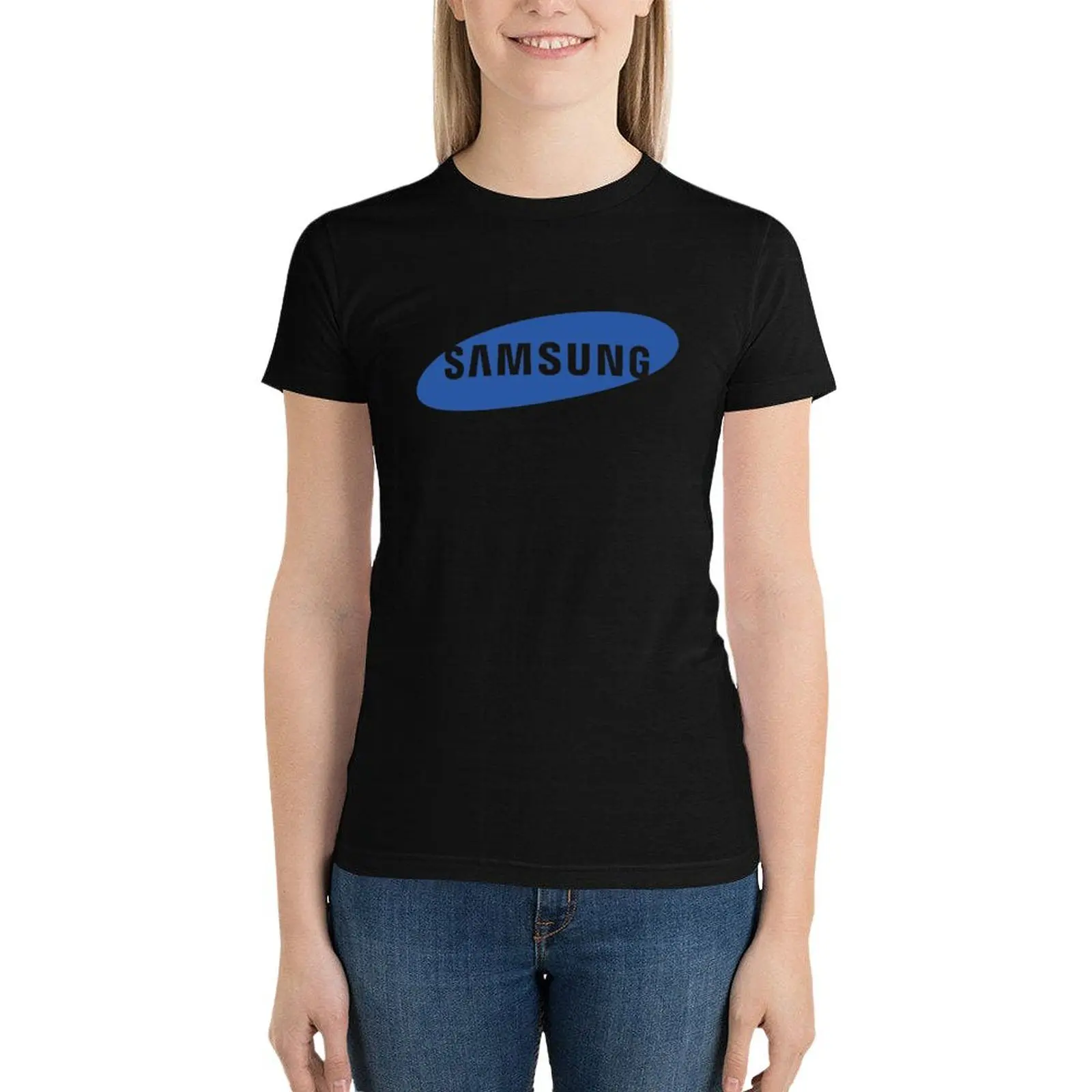 Samsung Logo T-Shirt plus size tops Aesthetic clothing korean fashion workout shirts for Women loose fit