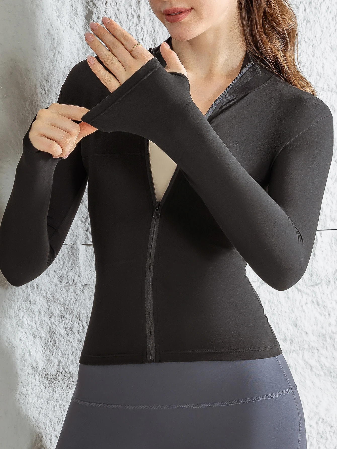 Yoga wear women's long-sleeved coat 2025 new style sun-protective clothing Pilates training wear top running and fitness we