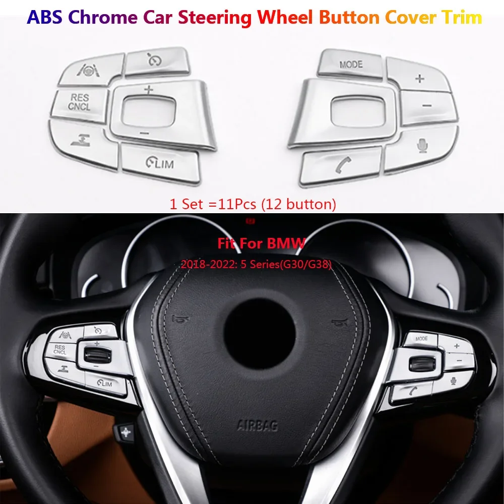 Car Steering Wheel Switch Button Cover Trim For BMW 5 G30 G38 X3 G01 2018-2022 Auto Para Interior Inner Accessories Stickers Set