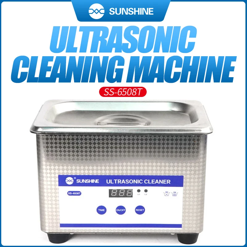 SUNSHINE 800ML SS-6508T 50W Ultrasound Portable Ultrasonic Cleaner SUS304 Stainless Steel Smart Touch Panel