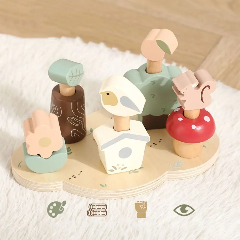 Wooden Forest Animal Jumping Toys Interactive Puzzle Toddlers Stacking Blocks Toy Animal Jigsaw Matching Toys