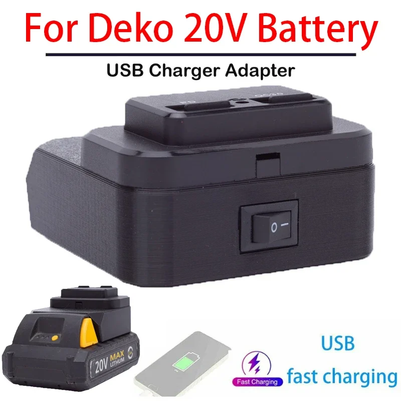 Power bank suitable for DEKO 20V Li-ion battery adapter mobile phone tablet fast charging power bank power tool accessories