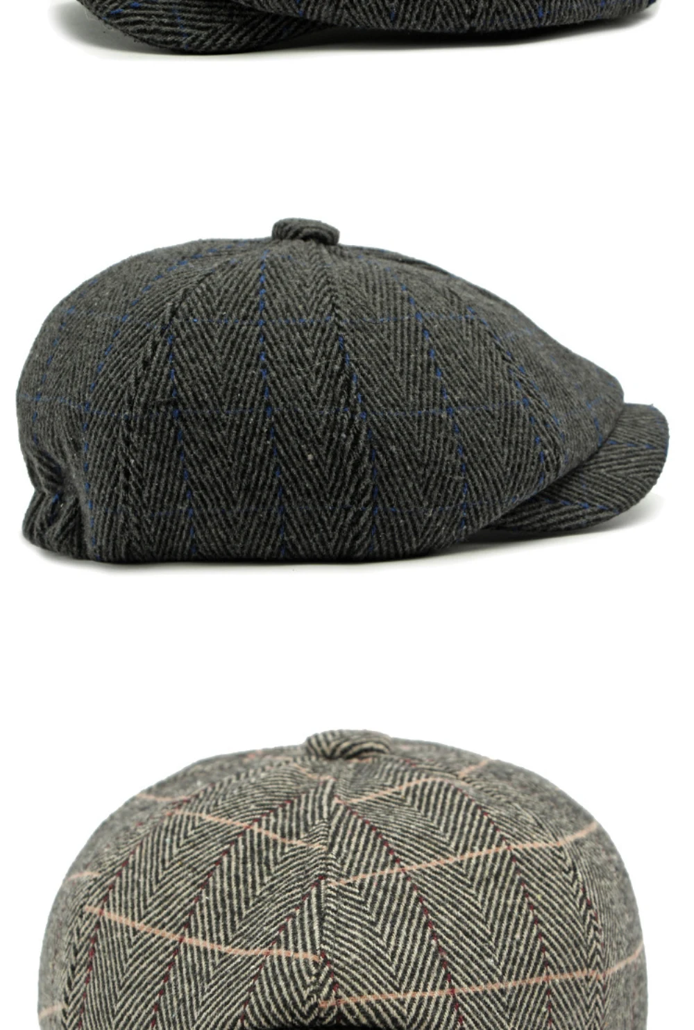 HT4557 Männer Frauen Berets Neue Herbst Winter Hut Retro Achteckige Flache Kappe Künstler Maler Baskenmütze Hut Männlich Weiblich Plaid Ivy Baskenmütze Kappe – Detail 8