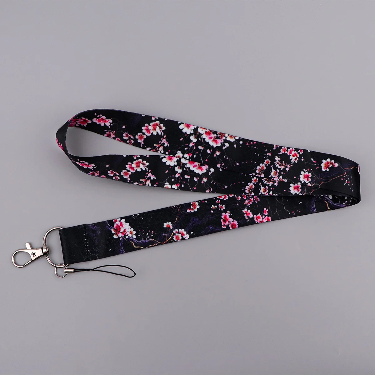 Vintage Dark Cherry Blossom Lanyard Strap Neck Keychain Card Cover Badge Holder Mobile Phone Hang Rope Keyring Accessories Gift