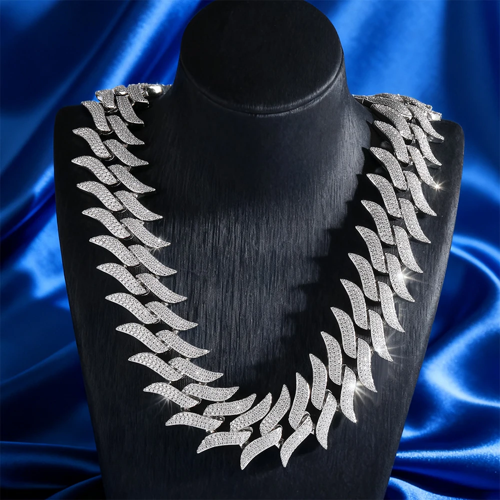 

Iced Out Spiny Cuban Chain Cubic Zirconia Hiphop Necklace Paved 5A+ CZ Luxury Jewelry Choker For Rapper Rock Gift For Men Women