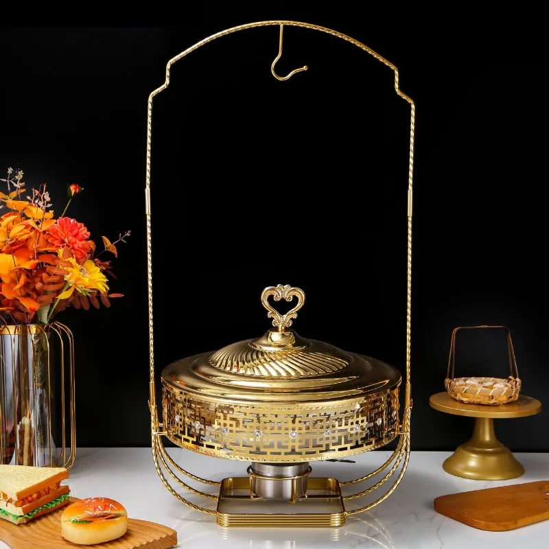 

Stainless steel paste drill assembly gold lace self-service alcohol dining furnace round thermal insulation heating furnace with
