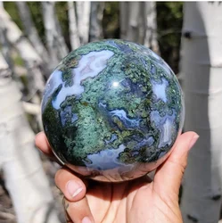 Natural Aquatic Agate Moss Sphere Quartz Crystal Geode Healing Meditation Feng Shui Reiki Home Decoration