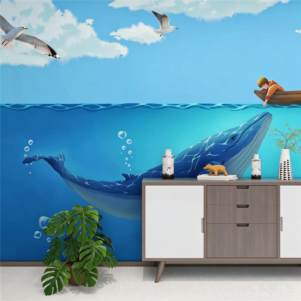 custom Photo Wallpaper 3D Ocean sea water dolphin Ceiling Wallpaper Backdrop Mural-3d Wall Paper Papel De Parede art wall paper
