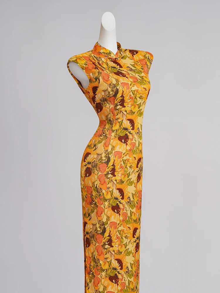 

Новое китайское платье для молодых женщин в красивом национальном стиле, ретро-платье в стиле Шанхай, высококачественное, с завышенной талией, средней длины.