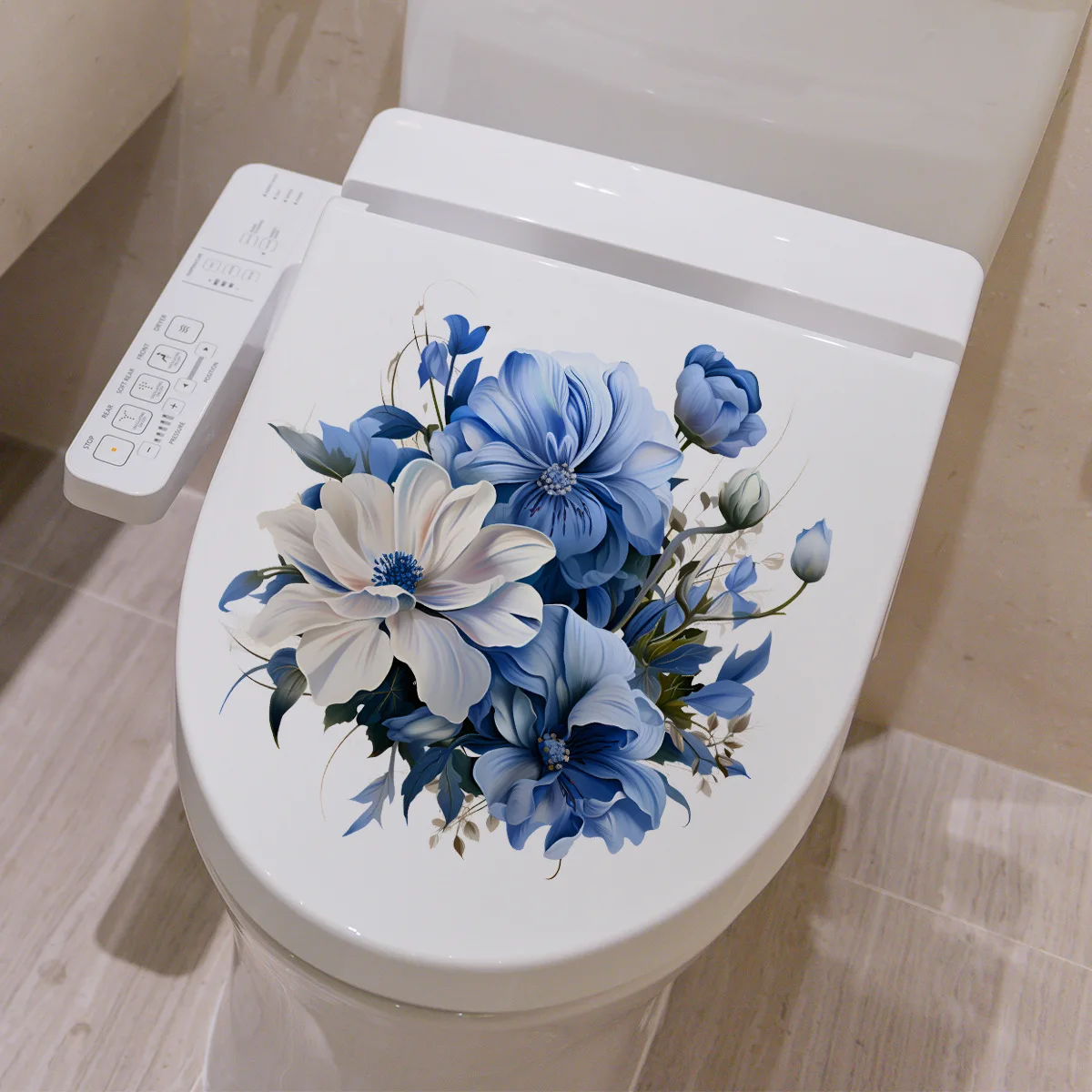1/2 Stück PVC schöne Blume Badezimmer Toilettensitz Aufkleber, Heimdekoration Zimmer Wandaufkleber ﻿