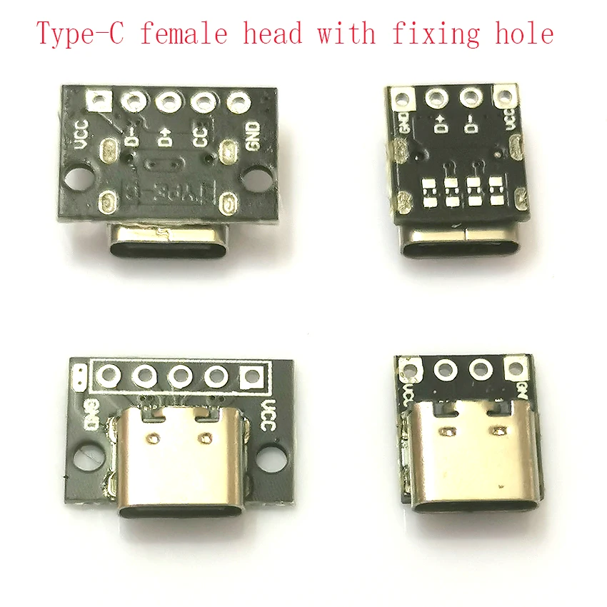 Cabeza hembra tipo C con agujero fijo, placa de prueba, teléfono móvil Android hembra, USB 3,1 con conector hembra PCB 4P