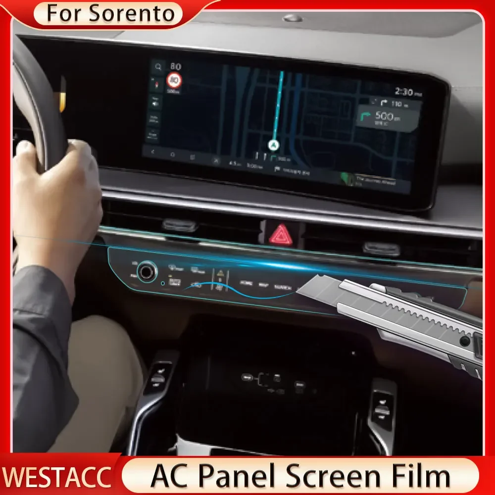 Car AC Panel Screen Film for Kia Sorento X-Pro SX 2024 Radio Panel Screen Film Protector Anti-Scratch Membrane Accessories