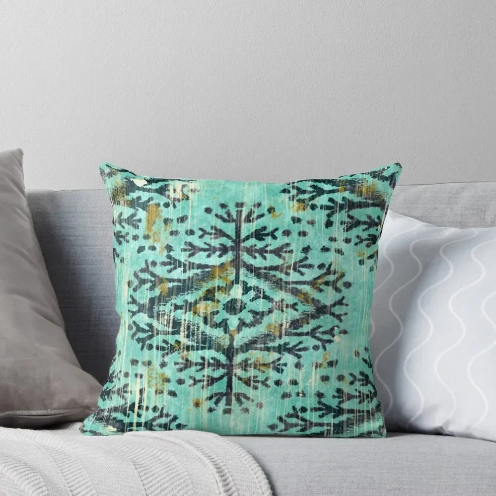 white blue turquise design symmetrical pattern traditional Throw Pillow Decorative Cushion Cushion Child pillow