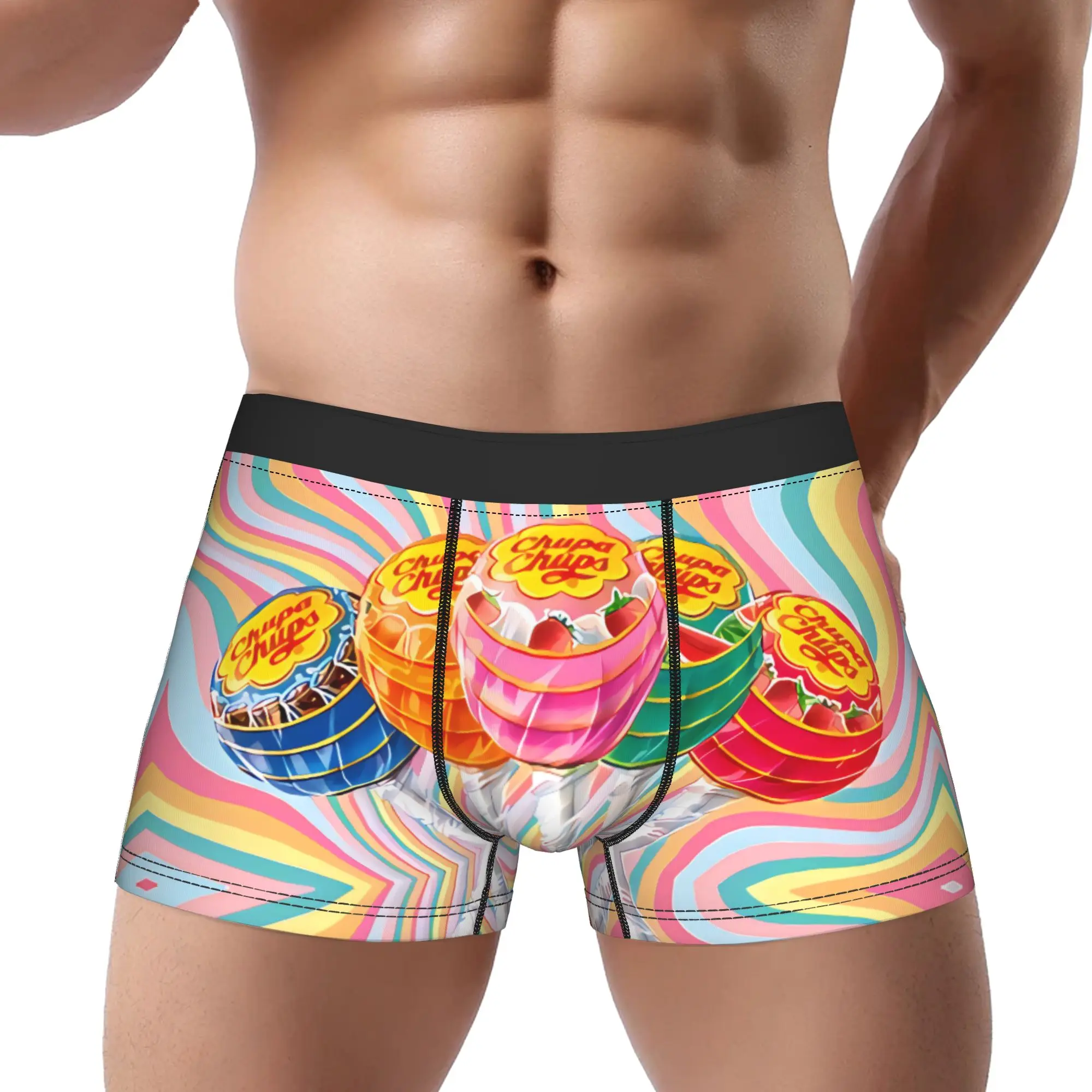 

Chupa Chups Barcelona Lollipops Underwear Man Polyester Boxer Briefs Underpants Printed