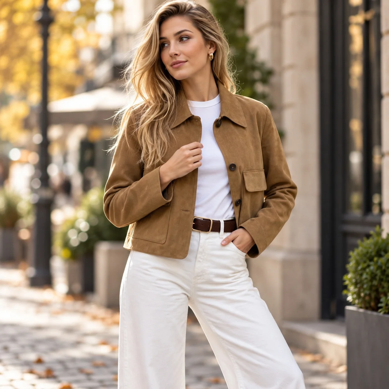 Long Sleeve Turn Down Collar Coat Loose Fit Commute Style with Medium Weight Lapel Collar Standard Length Women Autumn Jacket