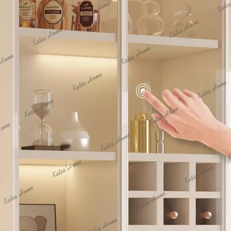 LD Cream Italian Wine Cabinet Household Wall Glass Bookshelf Wine Cabinet Light Luxury High Bar Furniture