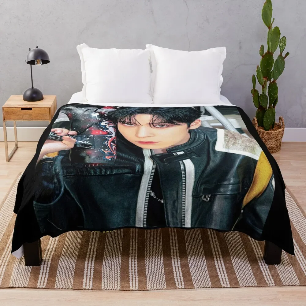 

Yunho - Ateez Throw Blanket Camping funny gift Blankets