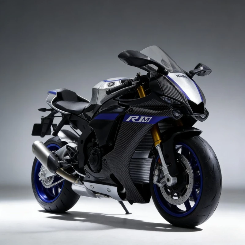 

Модель мотоцикла YZF-R1M в масштабе 1/12, игрушечная имитационная модель с эффектами звука и света, креативное персонализированное украшение, декоративный элемент.