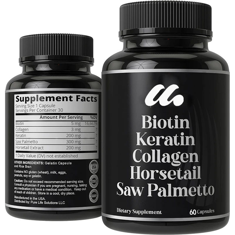 Biotin+keratin+collagen+horsetail+sawtooth palm. Advanced 5-in-1 hair growth supplement, capsule suitable for both women and men