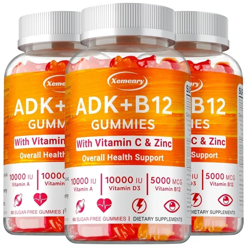 Vitamin D3+K2+B12 Gummies - Supports Bone and Muscle Health, Teeth and Skin, Joint Supplementation, Bone Regeneration