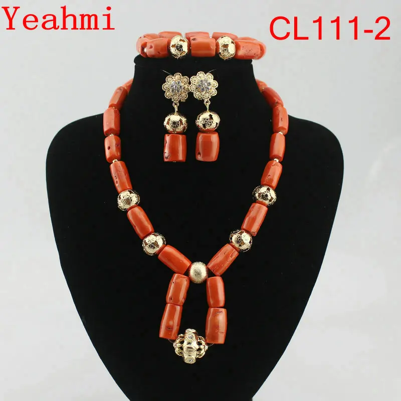 

Fashion Women Coral African Beads Jewelry Sets Nigerian Wedding Party Costume Jewellery Set