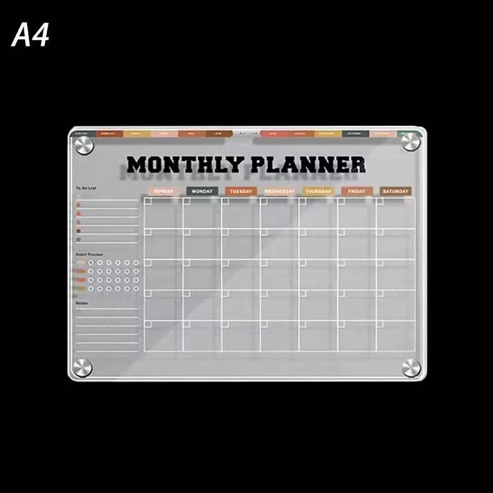 Accessori Calendario acrilico magnetico riutilizzabile Calendario pianificatore durevole e facile da cancellare Agenda settimanale universale