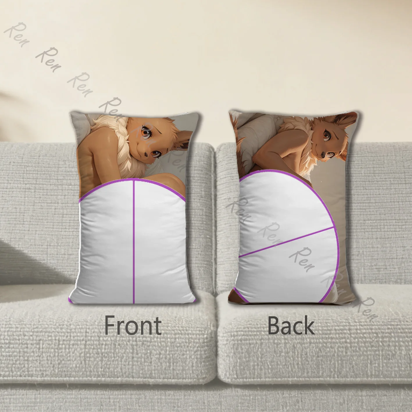 

Наволочка для подушки-дакимакуры с аниме-принтом (мужская лиса), двусторонняя, 40x60 см