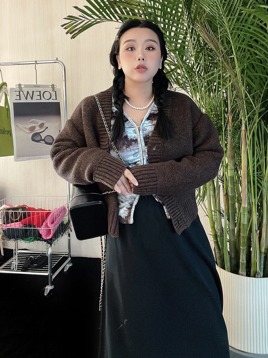 

Loose Fit ort Sve Women's Cardigan Sweater Autumn Winter plus Size Lazy Sle Knitted Outerwear Button up V Ne C...