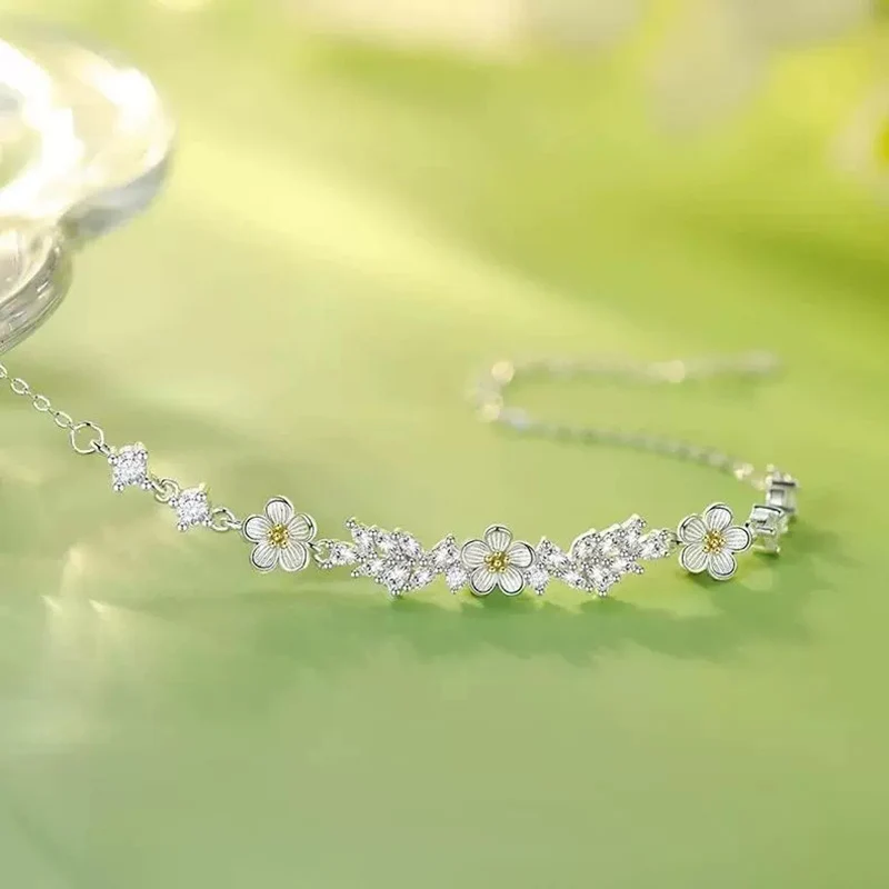 Jasmine Flower Bracelet for Women Light Luxury High-end Feeling Inlaid Zircon Bracelets Fashionable Flower Jewelry KOFSAC