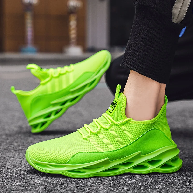 Brand Green Men\'s Running Sneakers Fashion Trainers Jogging Man Sport Shoes Platform Casual Sneaker Men Mesh Breathable Shoes