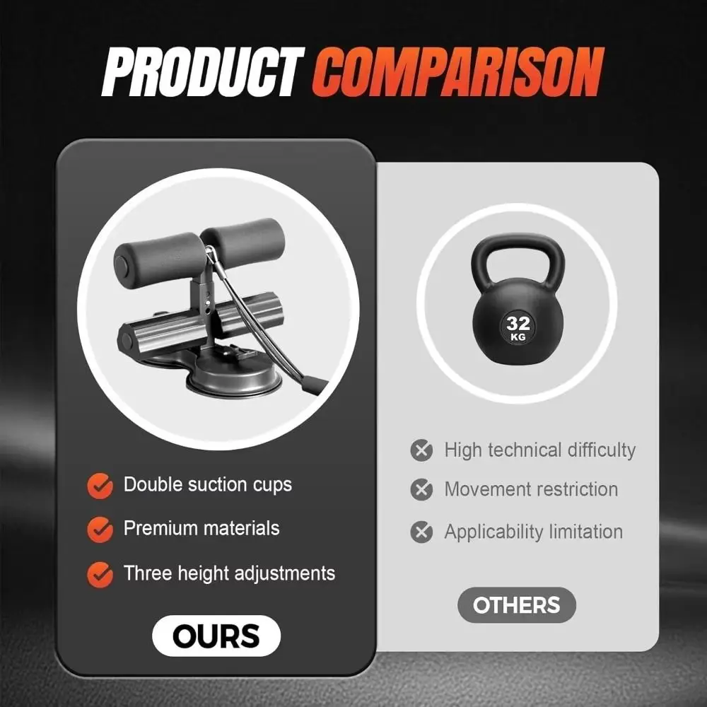 con banda de resistencia, barra auxiliar para abdominales, tipo ventosa, soporte para tobillo, equipo de abdominales para Fitness, altura ajustable