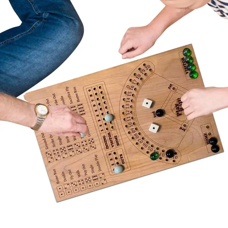 

Бейсбольные настольные игры для взрослых, деревянная настольная стратегическая игра с кубиками и стеклянными пинболями, классическая математическая стратегическая игра для мозга