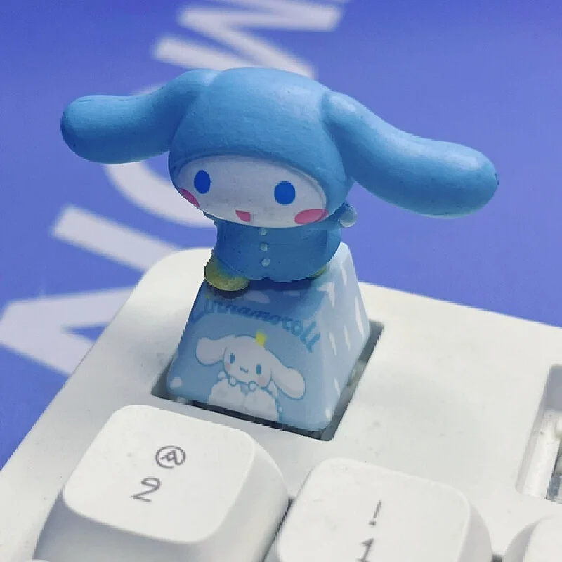 Sanrio Diy Creëert Driedimensionale Blauwe Cinnamoroll Keycaps Met Kruisas Computer Knoppen Games Mechanische Toetsenborden Geschenken