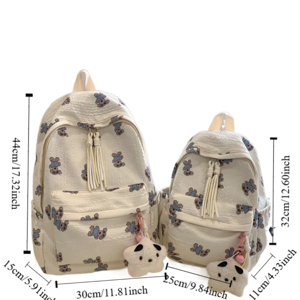 Mochila a rayas de oso de dibujos animados de animales para estudiantes, bolso de mano de Graffiti, bolso escolar de nailon con cremallera, bolso de hombro a rayas para adolescentes