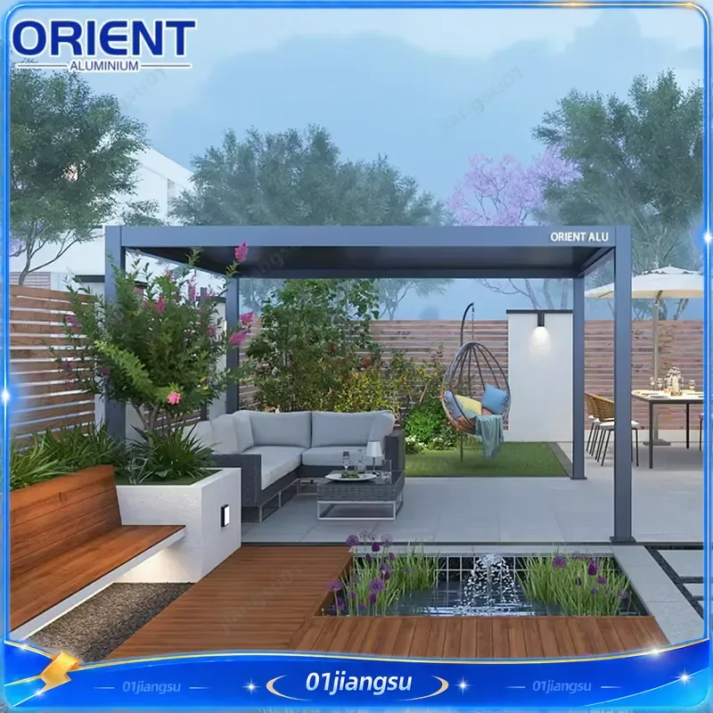 Electric Manual Aluminum 6063 T5 Pergola DIY Modern Outdoor Waterproof System Custom Size 3x3m TUV Certified Garden Canopy