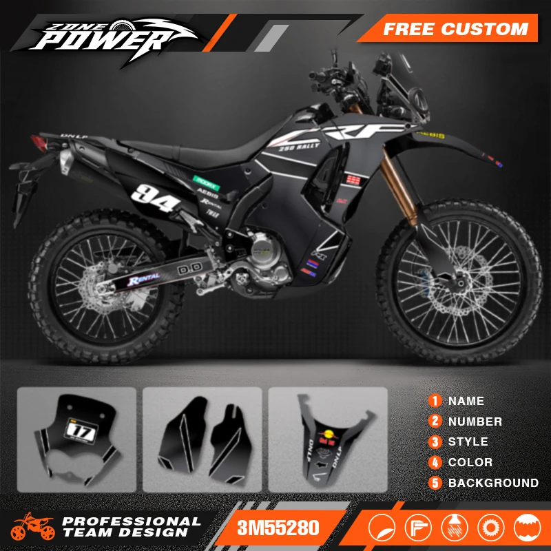 Powerzone Motorcycle Graphic Decal Stickers Kits For Honda CRF250 2017 2018 2019 2020 RALLY Number Name Customize 03