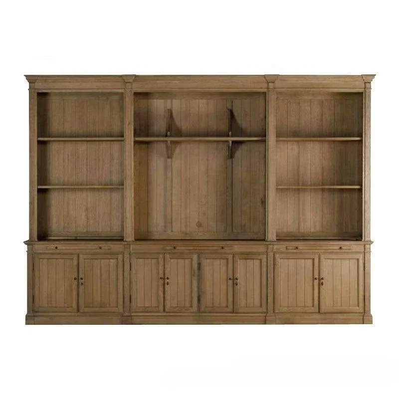 

American high-end fashion solid wood bookcase, simple modern oak bookcase furniture