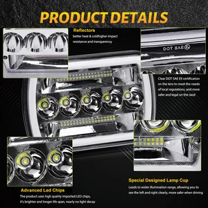 HAOLİDE-Farlar-LED-araba, 6 x 7 İnç, Amber DRL, sis farları, Kare, Otomotiv, 6000K Montaj, Beyaz, Jeep Cherokee XJ Wrangler YJ için En çok satılan 10 fener-cherokee-no. 7